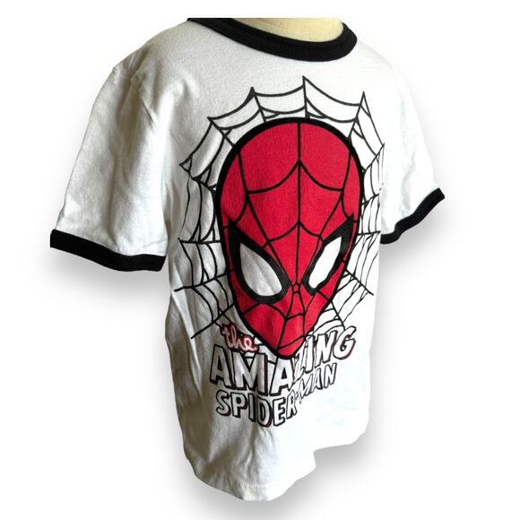 Gymboree Boys Tee Sz 4T Gym Friends Amazing Spider-Man Black‎ White Ringer Shirt - Picture 6 of 10